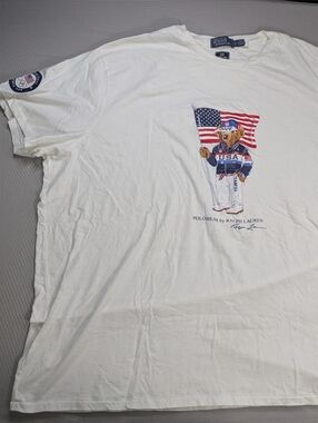 Polo Ralph Lauren Polo Bear T Shirt Mens 4XB 2024 Team USA Flag Olympics White